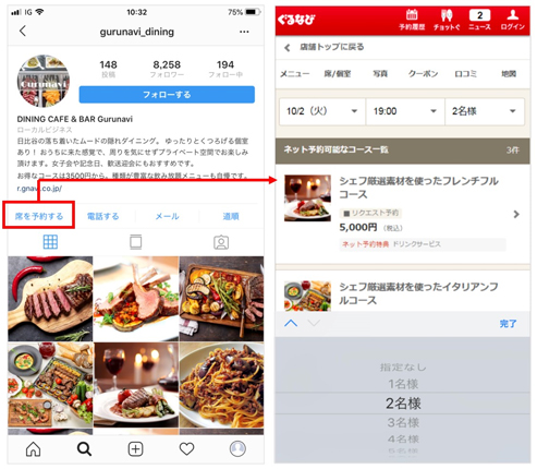 Instagramアクションボタンイメージ