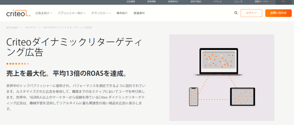 Yahoo!ディスプレイネットワークに配信できるダイナミックリターゲティングサービス【criteo】