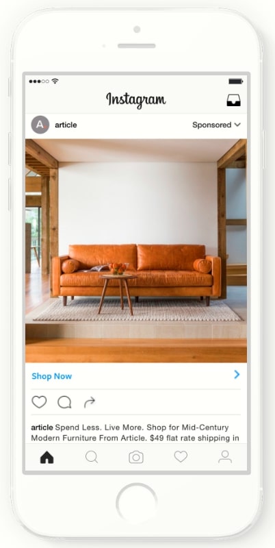 家具のオンラインショップArticleはInstagram広告でブランド認知を向上させ、リターゲティング広告による成果獲得を行った結果、売上全体の3分の1がInstagram経由という結果を出した。