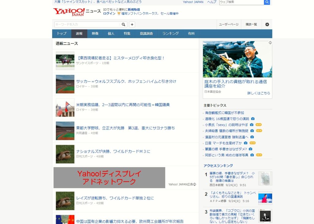 Yahoo!ニュースにおけるディスプレイ広告の表示イメージ