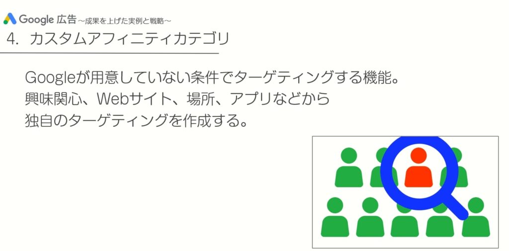 Google広告で成果を上げた事例と機能_カスタムアフィニティカテゴリ