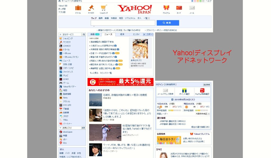 Yahoo!ブランドパネルの表示イメージ