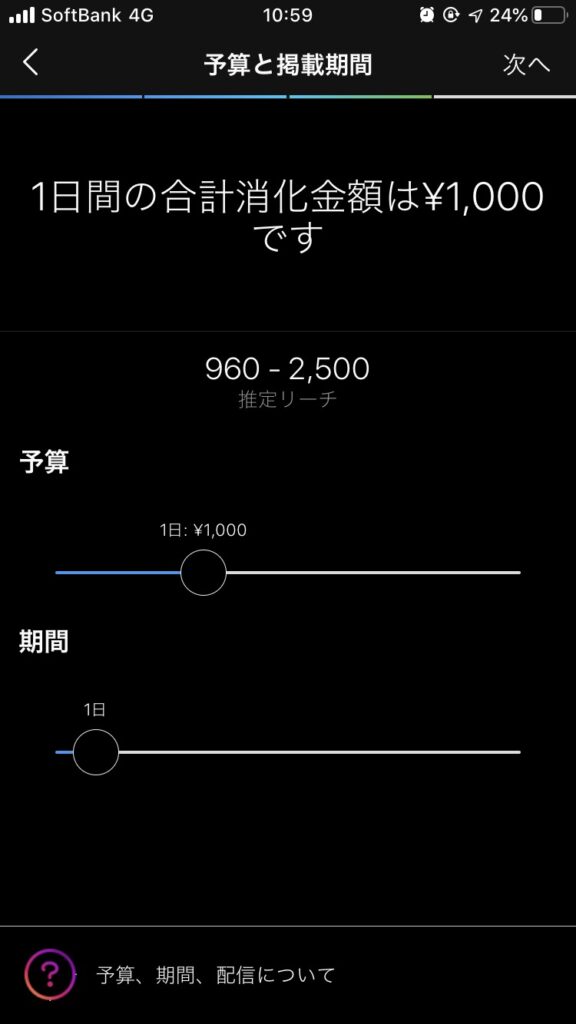Instagram広告の予算設定