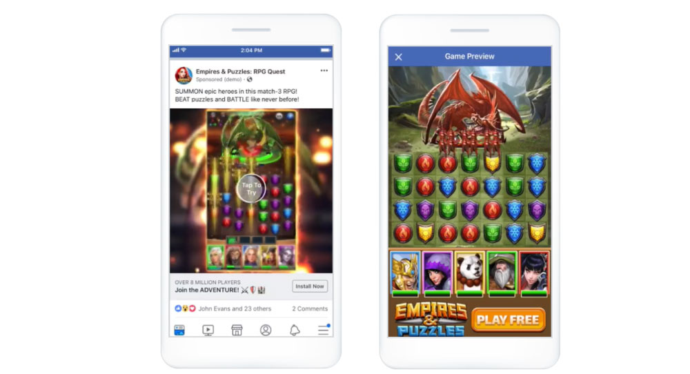 facebook広告のフォーマット：プレイアブル広告