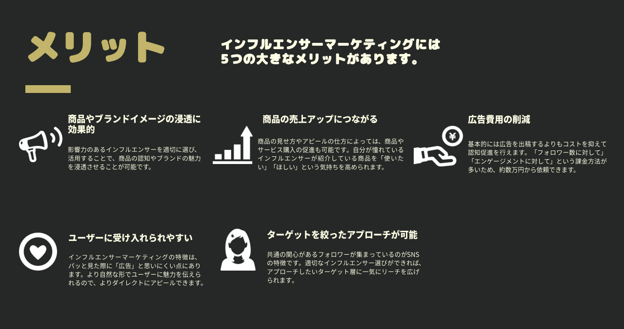 インフルエンサーマーケティングのメリット